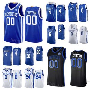 Koszykówka Kentucky Wildcats College 5 Malik Monk Jerseys 0 Deaaron Fox 30 Julius Randle 24 Eric Bledsoe 4 Rajon Rondo University Hafdery NCAA Niestandardowy numer nazwy