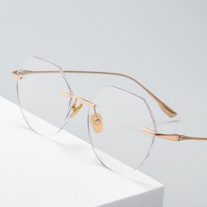 Sunglasses Frames Fashion Pure Titanium Customized Lenses Shapes Rimless Glasses Frame Man Optical Prescription Men Business Style Eyeglasse