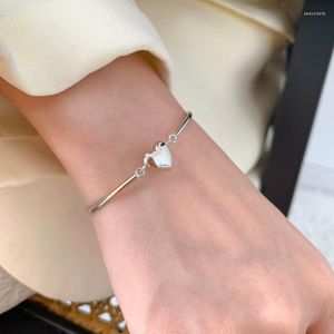 Charm Armband Silver Color Friendship Armband Hjärtmodekedja Länkad för Women Girl Bangle Wedding Jewelry Gift SL462