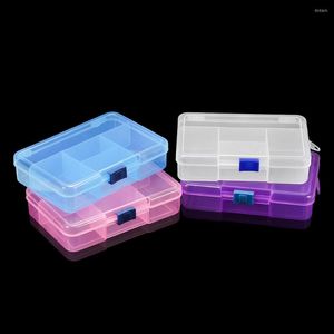 Jewelry Pouches Square Transparent Plastic Storage Box Case 5 Slot Adjustable For Pils Beads Earring Organizer Bracelet