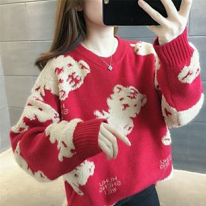 Women's Sweaters Pullover Sweater Female Red Year's Day Tiger Year Soldier Towers Warm Long-sleeved O Neck