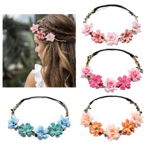 Flower Crown Opaska na głowę damskie włosy wieńce ślubne kwiat tiary girlandowe wieńce ślubne boho opaski na głowę nakrycia hair hair akcesoria fascynator panny młodej kapelusz