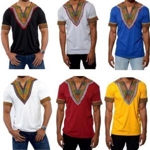 Erkekler Tişörtleri 2023 Erkek Giyim Dashiki Tarzı Pamuk Baskı Üstler Adam Gömlek