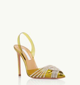 Luxury Designer Sandals Summer Gatsby Sling Shoes Gold-tone Heel Lady Pumps Wedding Party Dress Evening Gladiator Sandalias With Box EU35-43