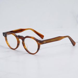 Sunglasses Frames Japanese Classic Vintage Collection TVR516 Striped Brown Round Glasses Frame For Men And Women Hand Made Acetate