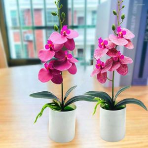 Dekorativa blommor Fancy Artificial Plant UV-Resistent Bonsai No-Wating Beautiful Desktop Fake Futterfly Orchid Realistic