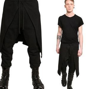 Herrbyxor varumärke coola män gotisk punk stil harem svart hiphop slitage löst dragkammare baggy dans crotch byxor 230324