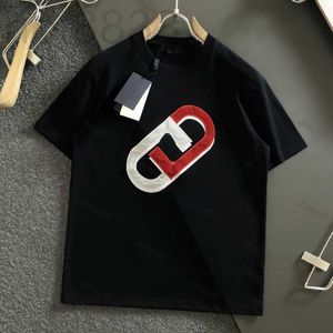Men's T-shirts Designer Double-f Cotton t Shirt Round-neck Short-sleeved Letter Color-blocking Embroidery Loose T-shirt Mens and Womens Sweatshirt WKRE