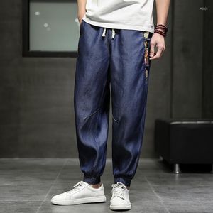 Men's Jeans Disc Chinoiserie Patchwork Button Fashion Casual Baggy Summer Thin Harem Sports Trousers Men Clothing Harajuku Denim Pants
