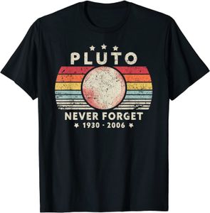 メンズTシャツの男性夏のオプスEEE男性はPl王星レトロスタイル面白い宇宙科学230324を決して忘れない