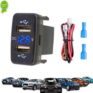 New 12-24V Car Charger Dual USB Port Fast Charger 33x23mm 40x22mm Auto DIY Socket Adapter Voltmeter Display Power Outlet For Toyota