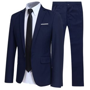 Mens Suits Blazers Men Blazers 2 Pieces Set Formal 3 Suits Full Business Korean Pants Blue Coats Wedding Elegant Jackets Luxury 230323