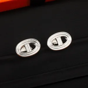 Stud Charm Luxury Quality S925 Silver Charm Stud Earring In Oval Shape Design Have Box Stamp PS7676A