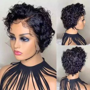 New wig for women, medium black small curly hair, short style wig for women, high-temperature silk chemical fiber head cover230323