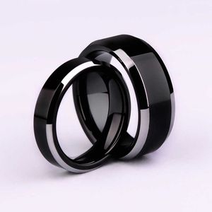 Zespół prosty gładki czarny/3Colors tytanowy pierścionek dla mężczyzn pierścionki ślubne kobiety AA230323