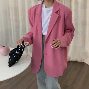 Ternos femininos 2023 Mulher solta chique Blazer Primavera Vermum Summer Pink Jaqueta preta verde preta fêmea de casacos de tamanho grande fora Mulheres blezer