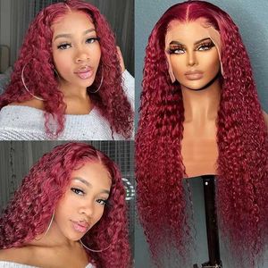 2023 Hot Selling Long Curly Hair Front Lace Wig Best Selling Small Curly Hair Wine Red230323