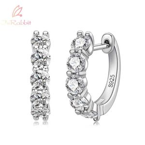 Charm IsRabbit 18K Guldpläterad Rund 3MM Moissanite Godkänd Diamond Test Hoop Örhängen 925 Sterling Silver Lyx Smycken Drop Shipping Z0323