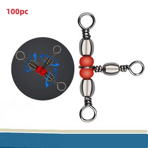 Fishing Hooks Fishing Connector Three Way Barrel Swivel Snap Ring With Beads For Fishhook Lure Line Fishing Accessories P230317