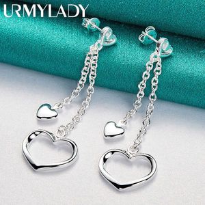 Charm URMYLADY 925 Sterling Silver Hollow Solid Heart Earrings Eardrop For Women Charm Wedding Fashion Engagement Jewelry Z0323