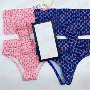 Seksi Bandeau Mayo Yaz Plaj Kıyafeti 3pic Set Mektup Baskı Yüksek Bel Bikini Tüp Üst Mayo