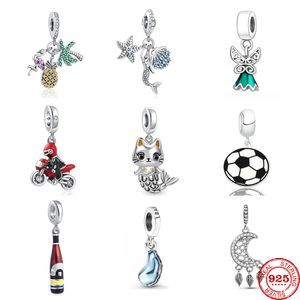 925 siver beads charms for pandora charm bracelets designer for women Mermaid Beach Flamingo Pendant