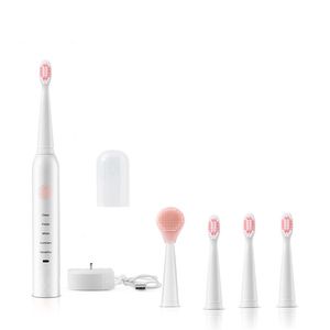 Electric Toothbrush USB Charging Rechargeable Sonic Tooth Brush Waterproof Tooth Cleaner Teeth Whitener With 4Pcs Replacement Head