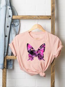 Women's T Shirts Watercolor Butterfly Lovely Cute Women Fashion Casual Clothing Short Sleeve Tee Top Summer Graphic Shirt Female Print