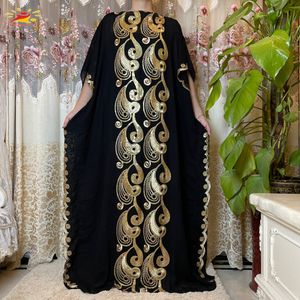 Abbigliamento etnico Arrivo Abito da ricamo africano Fiore con sciarpa Donna di grandi dimensioni Musulmano con paillettes Abiti lunghi da donna nera 230324