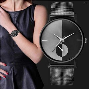 Bilek saatleri Kadınlar Paslanmaz Çelik Femme 2023 Kadın Örgü Kemer Ultra-İnce Moda Relojes Para Mujer Lüks Bilek Saatleri ReloJ