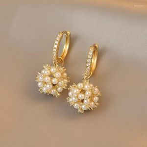 Stud Earrings Pearl Ball Earring Wind Rice Beads Fireworks Pendant Drop For Women Elegant Banquet Jewelry Fashion Birthday Gifts