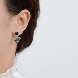 Stud Earrings SJCHO-101 Arrival Trendy Grey Crystal Love Heart Dangle For Women Sweet Fashion Jewelry Oorbellen