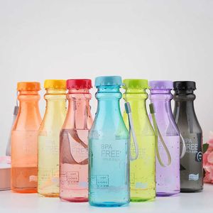 water bottle 550 ML Candy-Color Water Bottle Sport Office Bottle Drinking Water Cup Transparent Plastic Bottle Portable Beverage Soda Bottle P230324