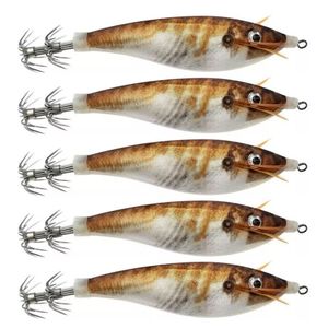 Iscas de iscas 5pcs lula lúculo de camarão pesca de camarão 10cm 12g 10 cores Lures de madeira falsa Lure Wobbler Jigging Lure Octopus Bait 230324