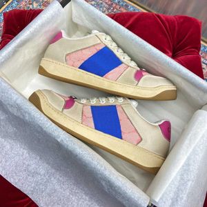 Классическая роскошная повседневная обувь Canvas Кожаная панель обувь оптовые спортивные туфли женская синяя красная резиновая кожа использован