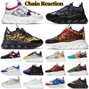 Kedjereaktion 2 Chainz Designer Casual Shoes Män Kvinnor Lyxig gummi Suede Twill Chunky Medallion Outdoor Sports Sneakers Platform