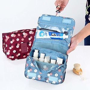 Storage Bags Travel Nylon Portable Bag Hanging Toiletry Bathroom Organizer Flower Printed Cosmetic Home