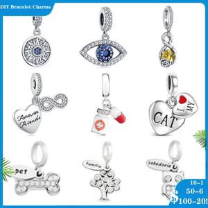 925 Siver Koraliki Charms for Pandora Charm Bracelets Designer dla kobiet pigułki diabelskie oko Dangle Bead