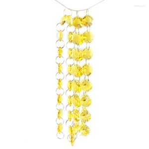 CHANDELIER CRISTAL 5M/50M AMARELO 14MM MISTOS DE VIDROS COM ANELOS PARA CORREIRAS DE CORTUNDAS DE CASAM