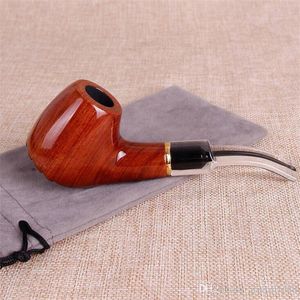 Old mahogany flat-bottomed carved pipe tobacco bending new hammer pipe white-tailed mahogany pipe
