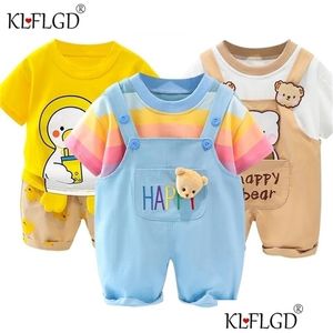 Clothing Sets Born Baby Girls And Boys Suit For Spring Summer Grils Bows Set Cute Overalls Clothes 220606 Drop Delivery Kids Maternit Dhd49