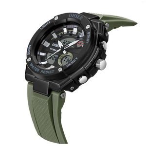 Relógios de pulso chegam os relógios de pulso verde para masculino para relógio esportivo de data à prova d'água Data analógica Digital Display Display Watch Presente