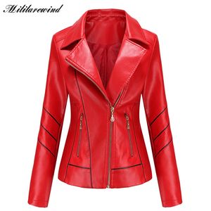 Women's Jackets Slim Fit Short Style Motorcycle Arrival PU Leather Women Autumn Coat Female Turn Down Collar S4XL 230324