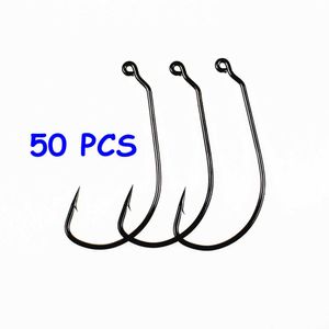 Fishing Hooks 50pcs/lot Fishing Soft Lure Worm Fishhooks High Carbon Steel Wide Crank Fishing Hooks P230317