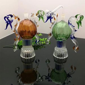 Hookahs dubbla drake glas vatten flaska glas bongs olje brännare glas vatten rör oljeriggar rök riggar