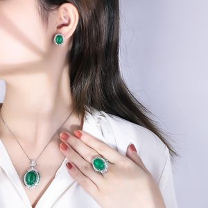 Ręcznie robione biżuteria Diamond Jade Jade Jade 14k złote pierścionki zaręczynowe Pierścionki kolczyki Naszyjnik dla kobiet obietnica ślubna