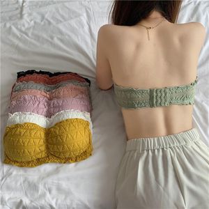 Bustiers Corsets夏のセクシーな目に見えない女性のためのストラップレスシームレス下着バックレスプッシュアップBralette Tube Top Mujer Brassierebustie