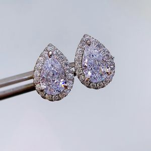 Water Drop Diamond Stud Earring 100% Real 925 Sterling Silver Engagement Wedding Earrings for Women Bridal Party Jewelry Gift