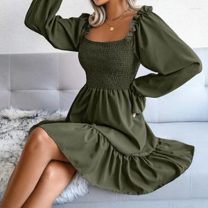 Casual Dresses Square Collar Tube Black Women Folds Ruffles Basic Partywear Vintage Female Clothing Red Mini Dress Beach Outfits