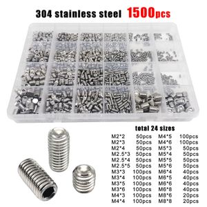 Tool Parts 5001500X M2 M2.5 M3 M4 M5 M6 M8 DIN916 304 Stainless Steel Black Hex Hexagon Socket Allen Cup Point Grub Bolt Set Screw Kit Box 230323